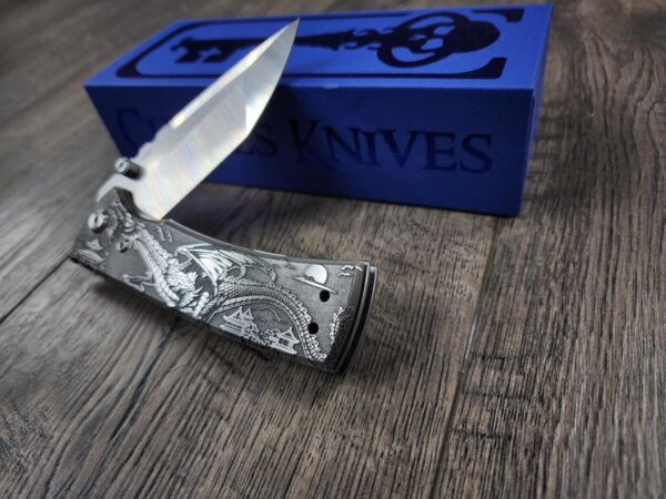 Chaves Redencion 229 - Devil Mask with Dragon Relief Engraved Titanium Scales - Knife Install Optional - 4 Blade Styles - New In Box