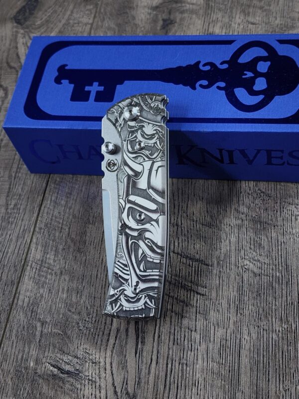 Chaves Redencion 229 - Devil Mask with Dragon Relief Engraved Titanium Scales - Knife Install Optional - 4 Blade Styles - New In Box
