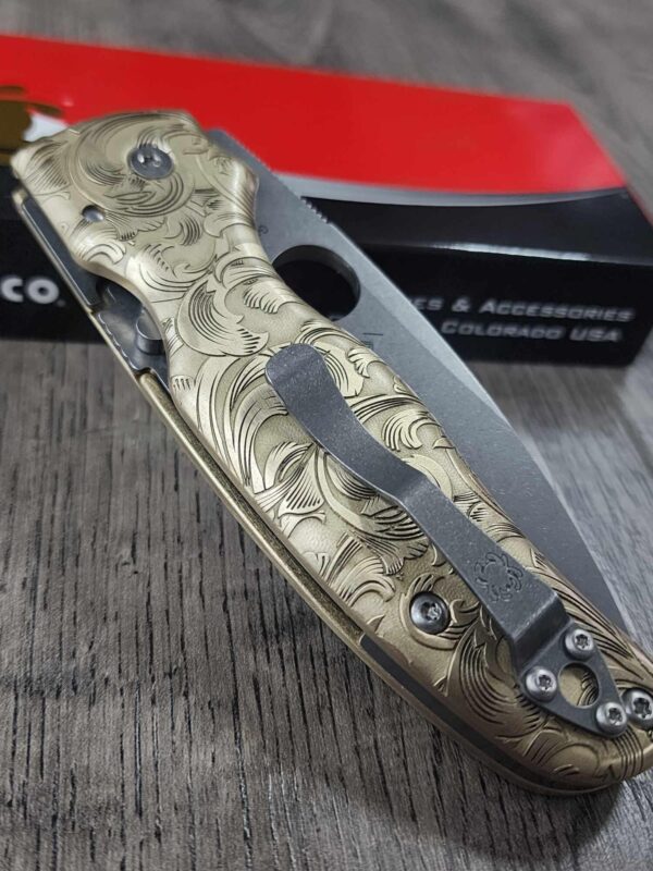 Spyderco Shaman - Brass Filigree - Relief Laser Engraved - Brass scales - Scales ONLY