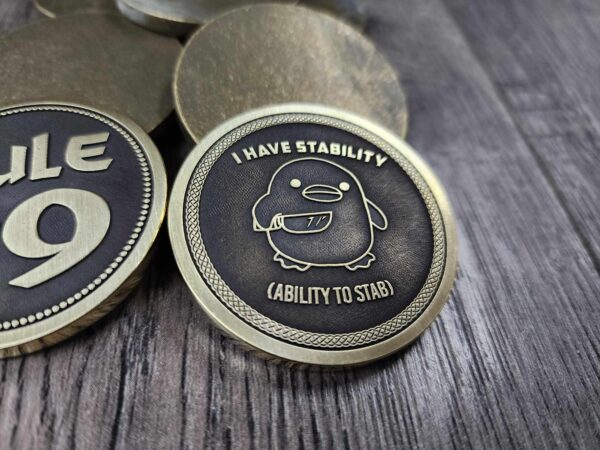 I have Stability / Rule 9 - Tree of Life - Deep Laser Engraved Brass Coin - Polished and Aged Finish