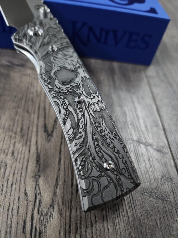 il_fullxfull.6733979275_le9f.jpg Chaves Redencion 229 - Davy Jones Relief Engraved Titanium Scales - Knife Install Optional - 4 Blade Styles - New In Box