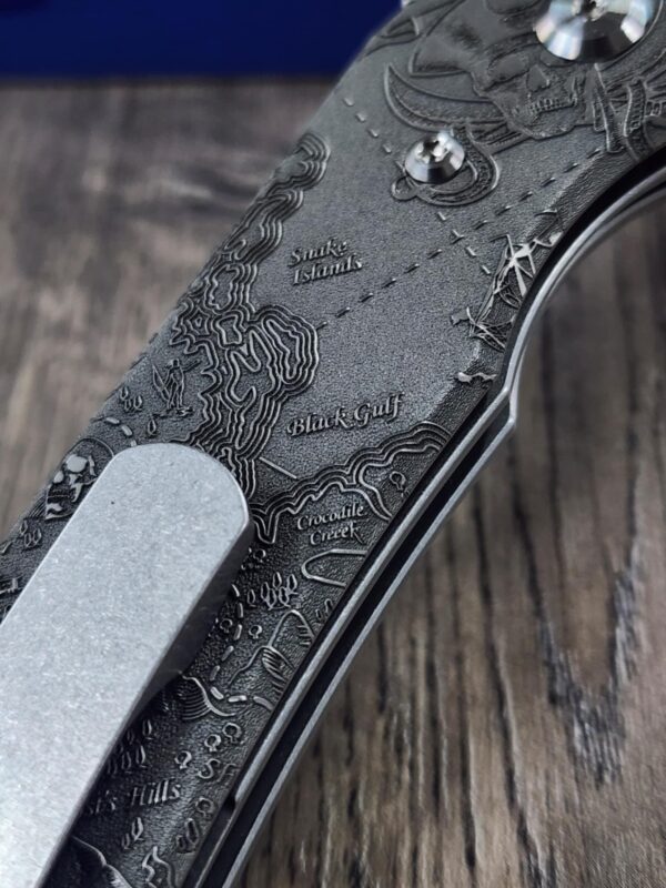 Chaves Redencion 229 -  Davy Jones Relief Engraved Titanium Scales - Knife Install Optional - 4 Blade Styles - New In Box