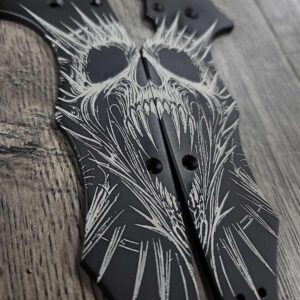 YoJUMBO! Screaming Skulls Engraving!  Black Titanium Scale for Spyderco YoJumbo Knife - EDC