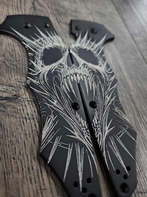 YoJUMBO! Screaming Skulls Engraving!  Black Titanium Scale for Spyderco YoJumbo Knife - EDC