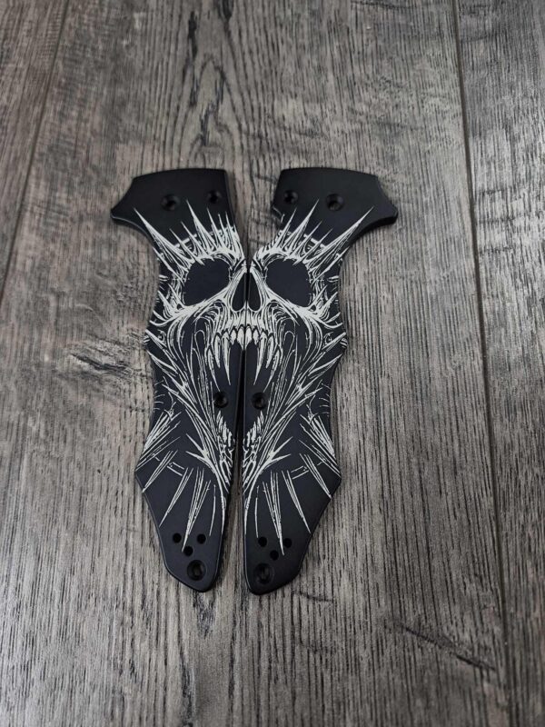 YoJUMBO! Screaming Skulls Engraving!  Black Titanium Scale for Spyderco YoJumbo Knife - EDC