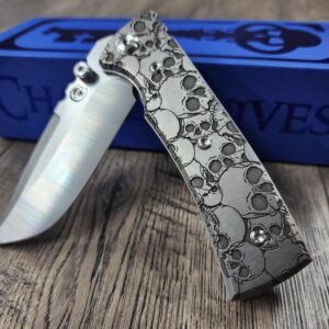 Chaves Redencion STREET Relief Engraved Skull Design Titanium Scales NIB - Complete knife - EDC