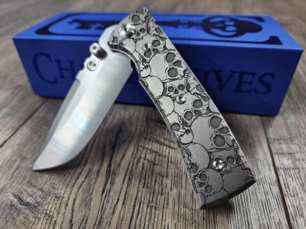 Chaves Redencion STREET Relief Engraved Skull Design Titanium Scales NIB - Complete knife - EDC