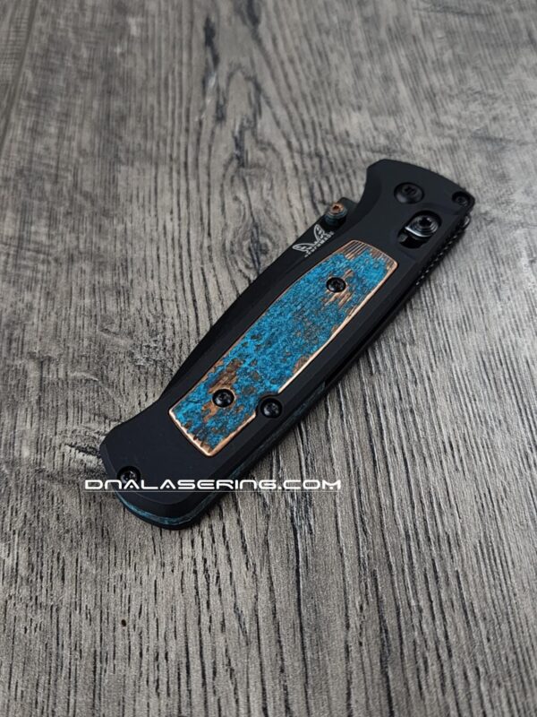 Modulator Black Aluminum Scales - 4 Inlays - Copper - Patina - Titanium - Damascus - Benchmade Bugout - Flytanium Gear *Scales/Handles Only
