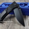 il_fullxfull.6776314807_1dcy.jpg Chaves Redencion 229 Blue Label - Black Micarta Laser Engraved Dead Aztec Pattern - COMPLETE KNIFE - 2 Black Blade Options - New In Box