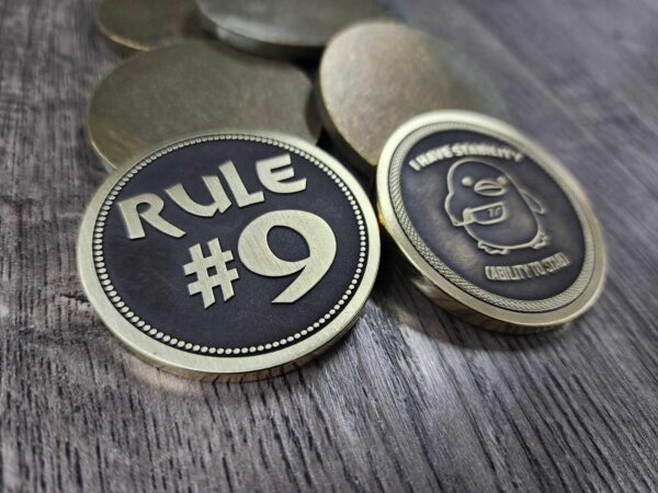 I have Stability / Rule 9 - Tree of Life - Deep Laser Engraved Brass Coin - Polished and Aged Finish