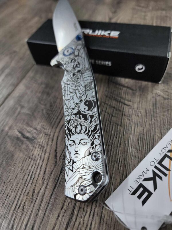 Geisha Girl - Ruike P801 - Fiber Laser Deep Engraved - EDC Gear - Complete Knife