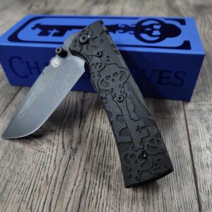 Blacked out Chaves Redencion 229 Black Micarta Laser Engraved Skull KEY Design COMPLETE Knife- Black ELMAX Blade- Drop Point & Tanto Options
