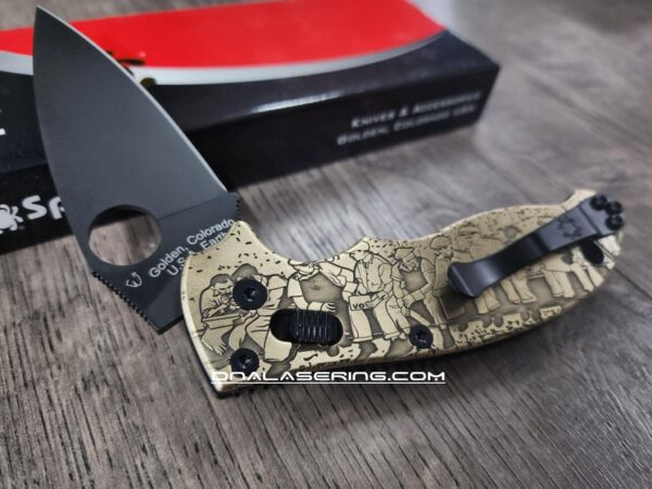 Spyderco Manix 2 - Brass Scales Relief Engraved Ironworker Rockefeller Portrait - Aged Brass - EDC Scales - Knife Install Optional