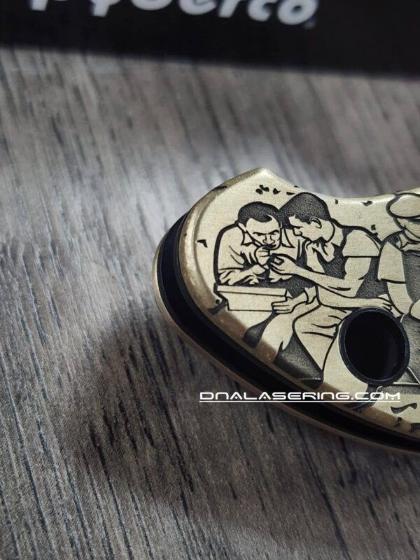 Spyderco Manix 2 - Brass Scales Relief Engraved Ironworker Rockefeller Portrait - Aged Brass - EDC Scales - Knife Install Optional