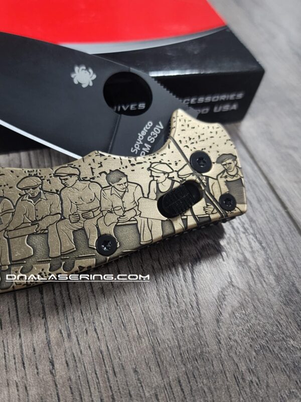 Spyderco Manix 2 - Brass Scales Relief Engraved Ironworker Rockefeller Portrait - Aged Brass - EDC Scales - Knife Install Optional
