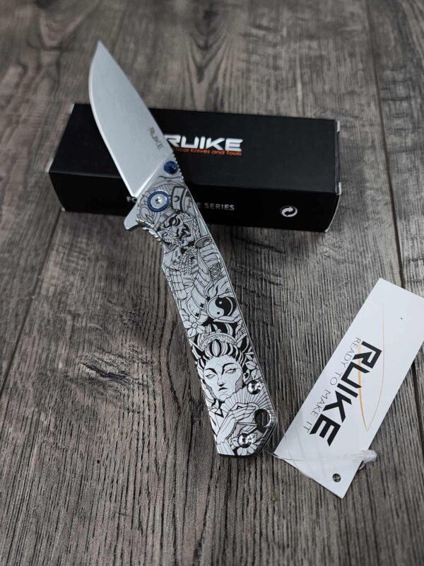 Geisha Girl - Ruike P801 - Fiber Laser Deep Engraved - EDC Gear - Complete Knife