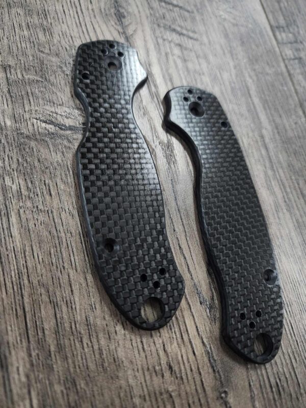 Custom Para 3 Carbon Fiber Scales for Spyderco Para 3 Knife - EDC Scales - Carbon Fiber - Basketweave
