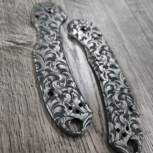 Spyderco Para 3 Titanium Scales + AWT Skinny Cut + Filagree Pattern Laser Engraved