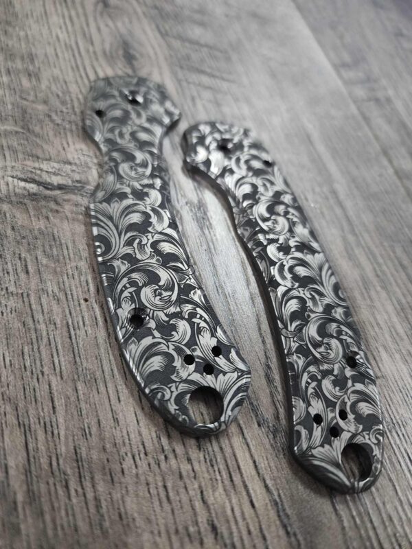 Spyderco Para 3 Titanium Scales + AWT Skinny Cut + Filagree Pattern Laser Engraved