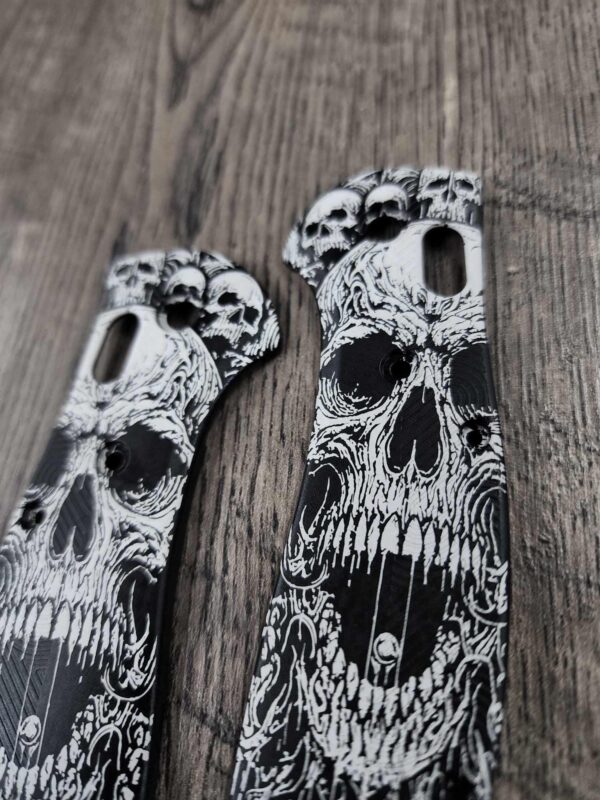 Benchmade Griptilian Laser Engraved Death Portal - Black Anodized Aluminum Scales 7075 - Full Size Griptilian - With Hardware