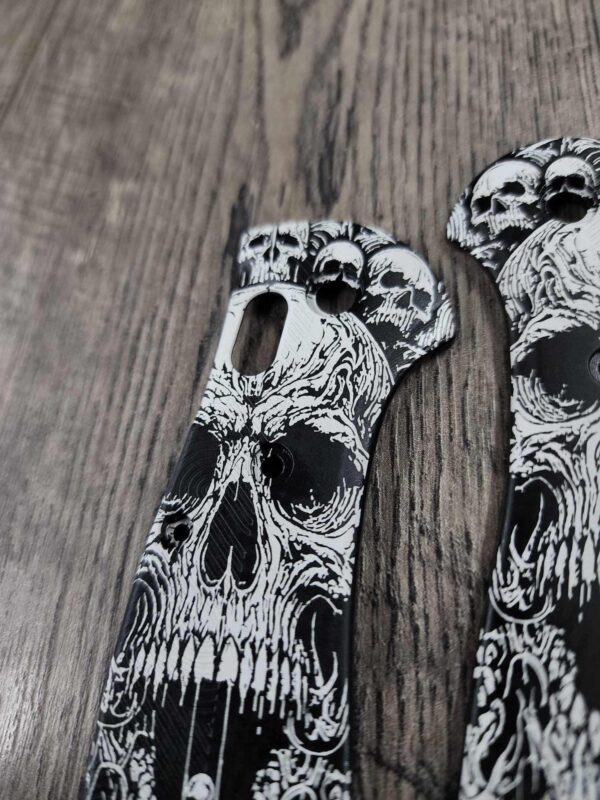 Benchmade Griptilian Laser Engraved Death Portal - Black Anodized Aluminum Scales 7075 - Full Size Griptilian - With Hardware