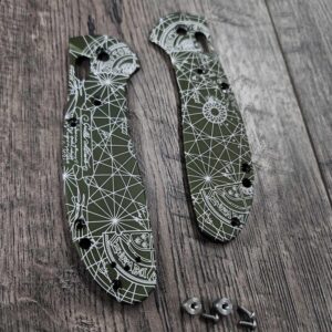 Benchmade Griptilian Laser Engraved Goonies Map!! - Olive Drab Anodized Aluminum Scales 7075 - Full Size Griptilian - With Hardware -