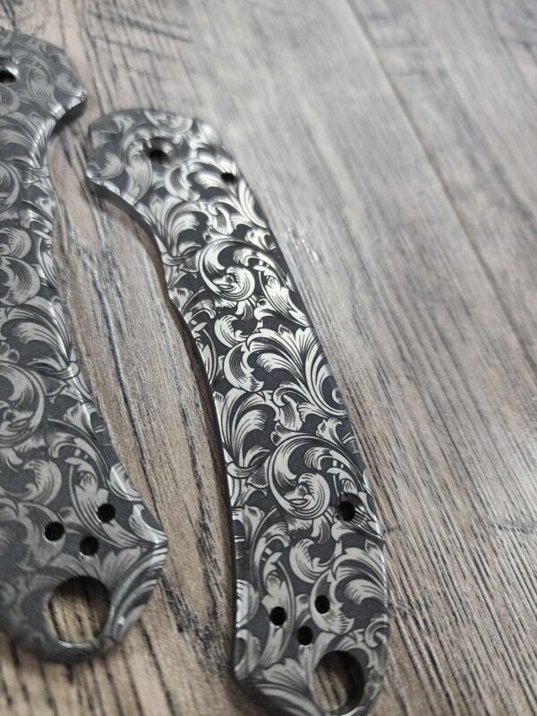 Spyderco Para 3 Titanium Scales + AWT Skinny Cut + Filagree Pattern Laser Engraved