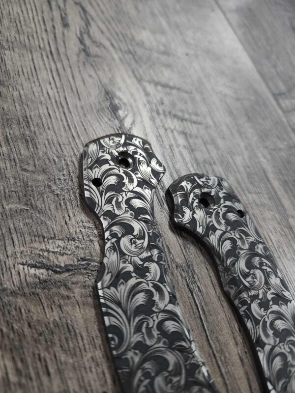 Spyderco Para 3 Titanium Scales + AWT Skinny Cut + Filagree Pattern Laser Engraved