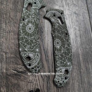 Goonies Map - Spyderco Manix 2 Laser Engraved Scales – Agent Series – Linerless – Cerakote OD GREEN - Optional Knife Install