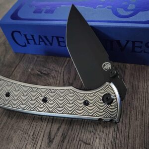 Chaves Redencion 229 -  Seigaiha Relief Engraved Laser Engraved Titanium Scales - Knife Install Optional - 4 Blade Styles - New In Box