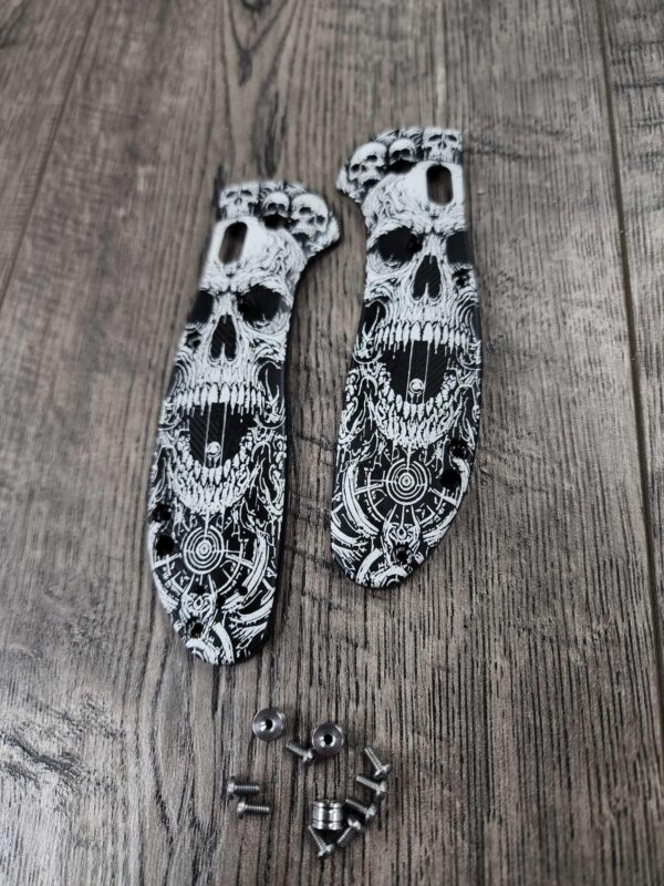 Benchmade Griptilian Laser Engraved Death Portal - Black Anodized Aluminum Scales 7075 - Full Size Griptilian - With Hardware