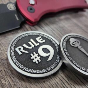 Rule #9 / Chaves Skull Key - Deep Laser Engraved Titanium Coin - Stonewashed Finish - Always Carry a Knife/Chaves  KNIFE NOT INCLUDED!!!