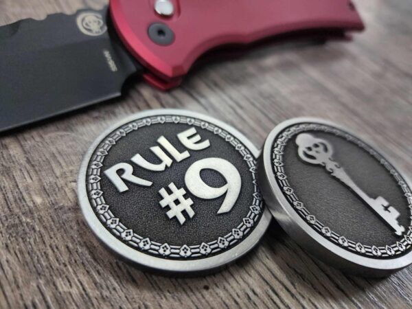 Rule #9 / Chaves Skull Key - Deep Laser Engraved Titanium Coin - Stonewashed Finish - Always Carry a Knife/Chaves  KNIFE NOT INCLUDED!!!