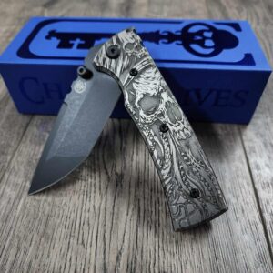 Chaves Redencion 229 -  Davy Jones Relief Engraved Titanium Scales - Knife Install Optional - 4 Blade Styles - New In Box