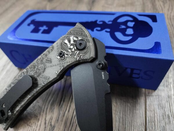 il_fullxfull.7020367013_i0k2.jpg Chaves Redencion 229 - Davy Jones Relief Engraved Titanium Scales - Knife Install Optional - 4 Blade Styles - New In Box