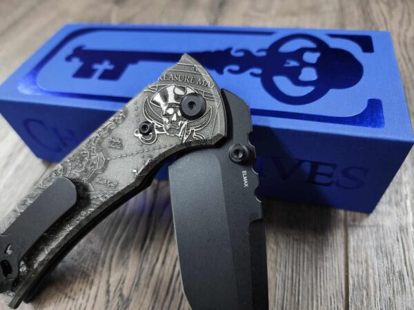 Chaves Redencion 229 -  Davy Jones Relief Engraved Titanium Scales - Knife Install Optional - 4 Blade Styles - New In Box