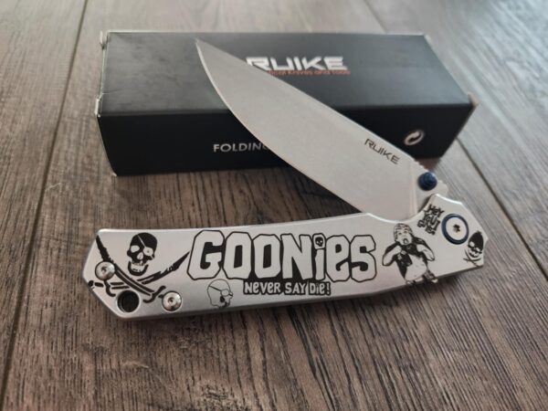 Goonies Map - Goonies Never Say Die! Chunk Truffle Shuffle  - Ruike P801 Stainless - Fiber Laser Engraved - EDC Gear - Complete Knife