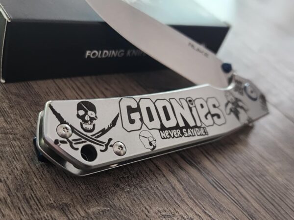 Goonies Map - Goonies Never Say Die! Chunk Truffle Shuffle  - Ruike P801 Stainless - Fiber Laser Engraved - EDC Gear - Complete Knife