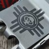 Chaves Ultramar - Skull & Zia Sun - Fiber Laser Relief Engraved - TI Fold Wallet - EDC Gear - Titanium Wallet with Money Clip