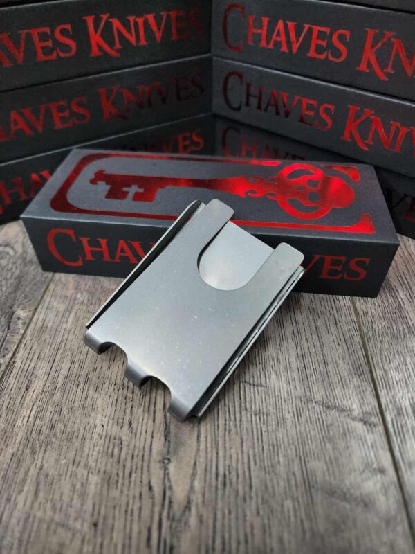 il_fullxfull.7195547334_6llc.jpg Chaves Ultramar - Skull & Zia Sun - Fiber Laser Relief Engraved - TI Fold Wallet - EDC Gear - Titanium Wallet Cards Only