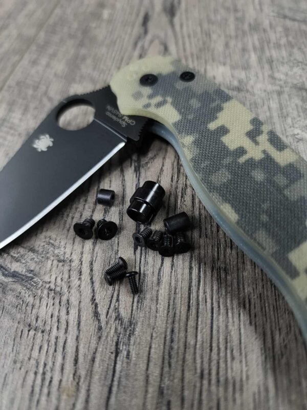 Replacement Screw Set for Spyderco Para Military 2 - Stainless Steel - Blacked Out - PM2 - EDC Gear
