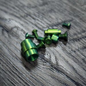 PM3 Alien Green Anodized Titanium Hardware Kit for Spyderco Paramilitary 3 PM3 Knife – Grade 5 Ti Screws, Pivot, Standoff, Lanyard Tube