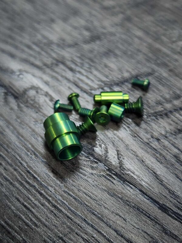 PM3 Alien Green Anodized Titanium Hardware Kit for Spyderco Paramilitary 3 PM3 Knife – Grade 5 Ti Screws, Pivot, Standoff, Lanyard Tube