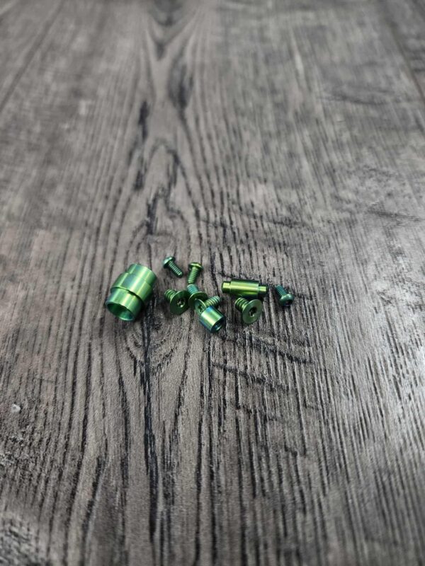 PM3 Alien Green Anodized Titanium Hardware Kit for Spyderco Paramilitary 3 PM3 Knife – Grade 5 Ti Screws, Pivot, Standoff, Lanyard Tube