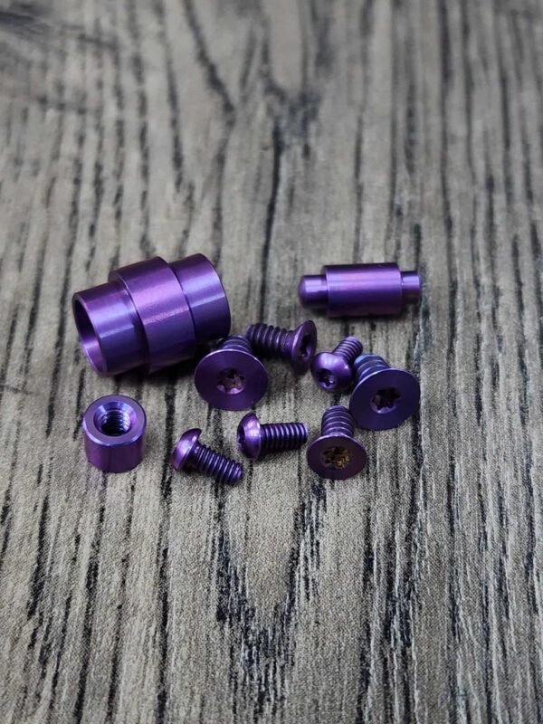 PM3 Purple Haze Anodized Titanium Hardware Kit for Spyderco Paramilitary 3 PM3 Knife – Grade 5 Ti Screws, Pivot, Standoff, Lanyard Tube