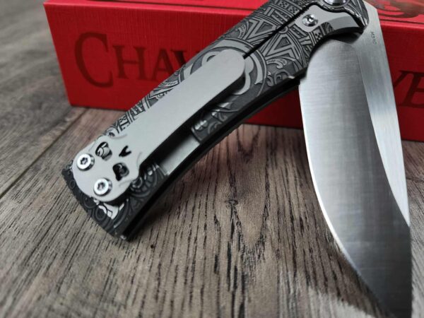Chaves Liberation Street Integral Knife M390 SW Ti – Chaves Aztec Design - With Extra Clip NEW in Box - Relief Engraved Chaves Mayan Design