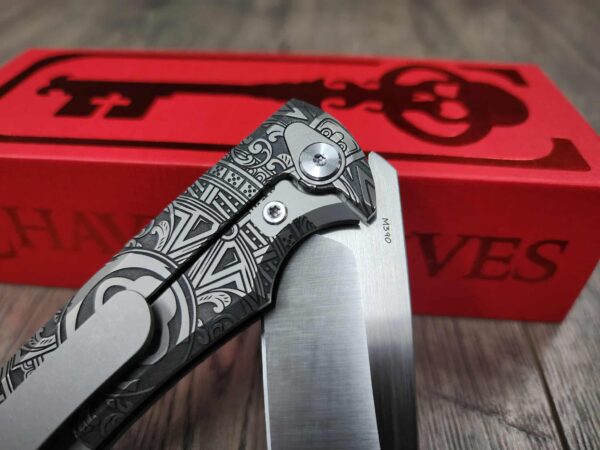Chaves Liberation Street Integral Knife M390 SW Ti – Chaves Aztec Design - With Extra Clip NEW in Box - Relief Engraved Chaves Mayan Design