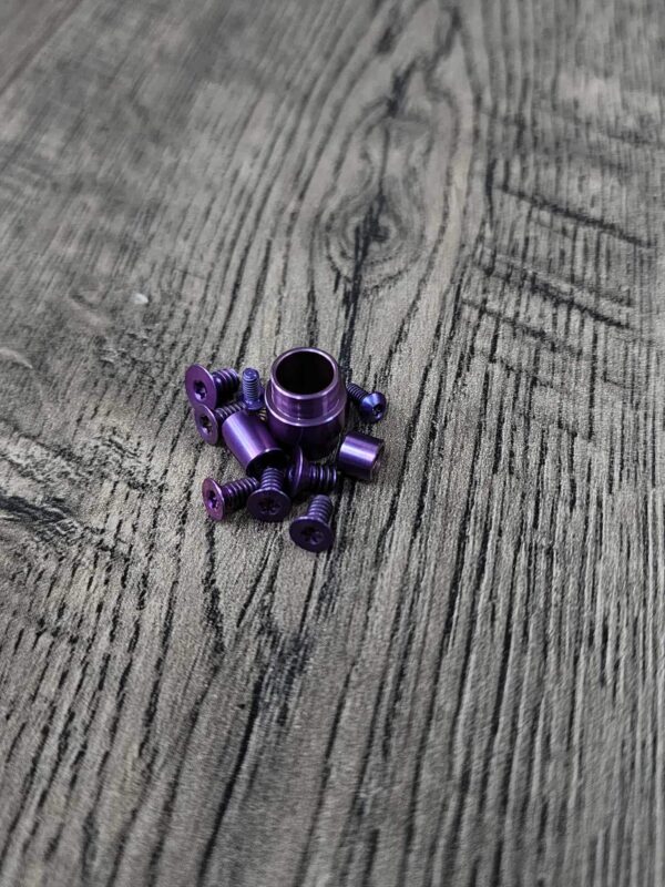 PM2 Purple Haze Anodized Titanium Hardware Kit for Spyderco Paramilitary2  PM2 Knife – Grade 5 Ti Screws, Pivot, Standoff, Lanyard Tube