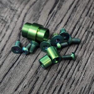 PM2 Alien Green Anodized Titanium Hardware Kit for Spyderco Paramilitary2  PM2 Knife – Grade 5 Ti Screws, Pivot, Standoff, Lanyard Tube