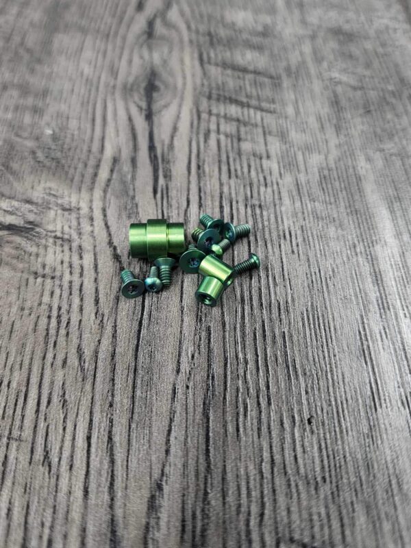 PM2 Alien Green Anodized Titanium Hardware Kit for Spyderco Paramilitary2  PM2 Knife – Grade 5 Ti Screws, Pivot, Standoff, Lanyard Tube